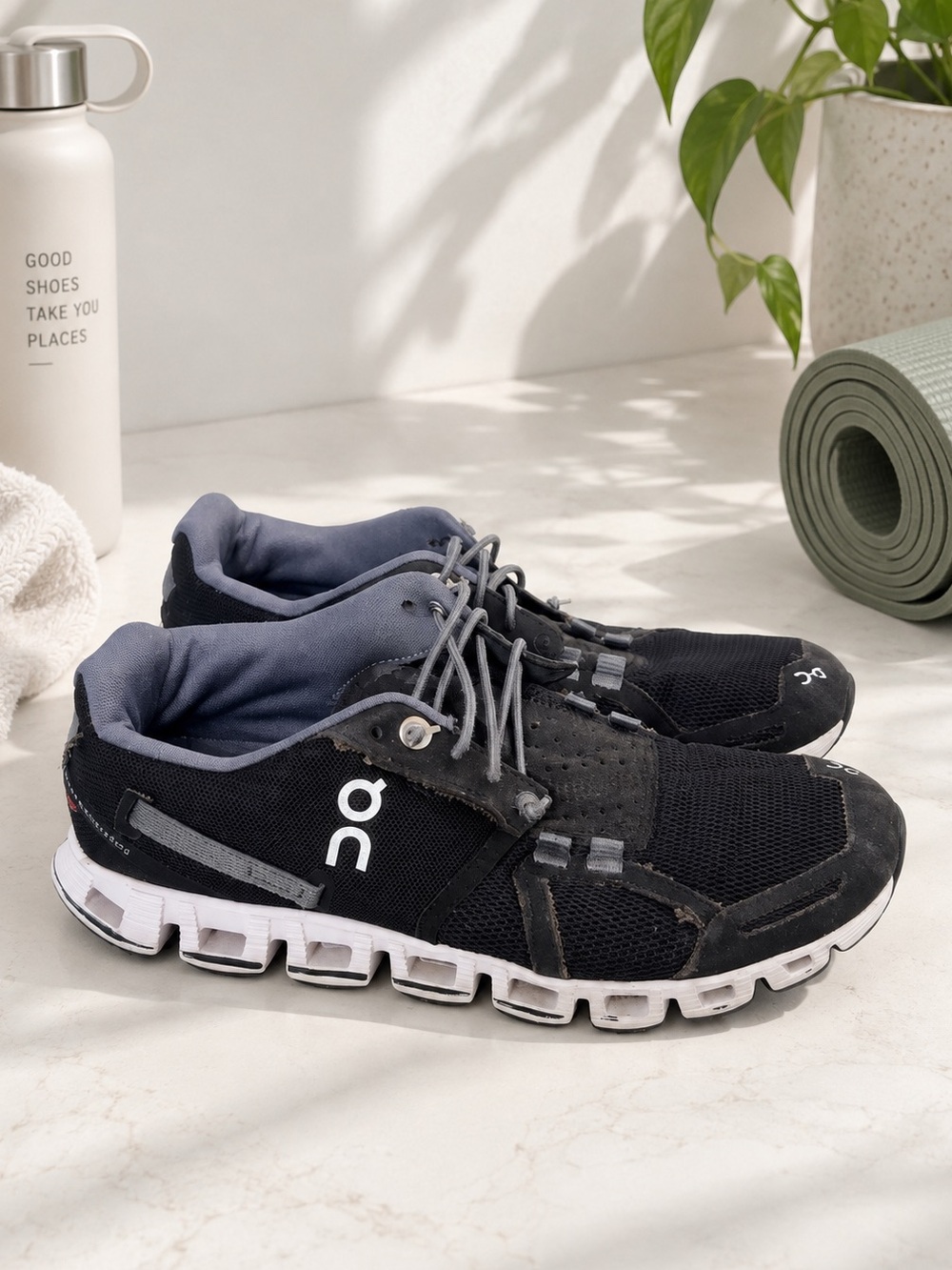 On Cloud Women's Running Shoes Black Grey Size 5.5 Lightweight Sneakers